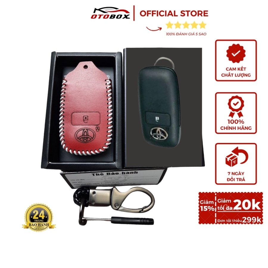 Bao da chìa khóa ô tô xe hơi Toyota raize, veloz, avanza bọc chìa khóa smartkey da thật chống xước chính hãng OTOBOX