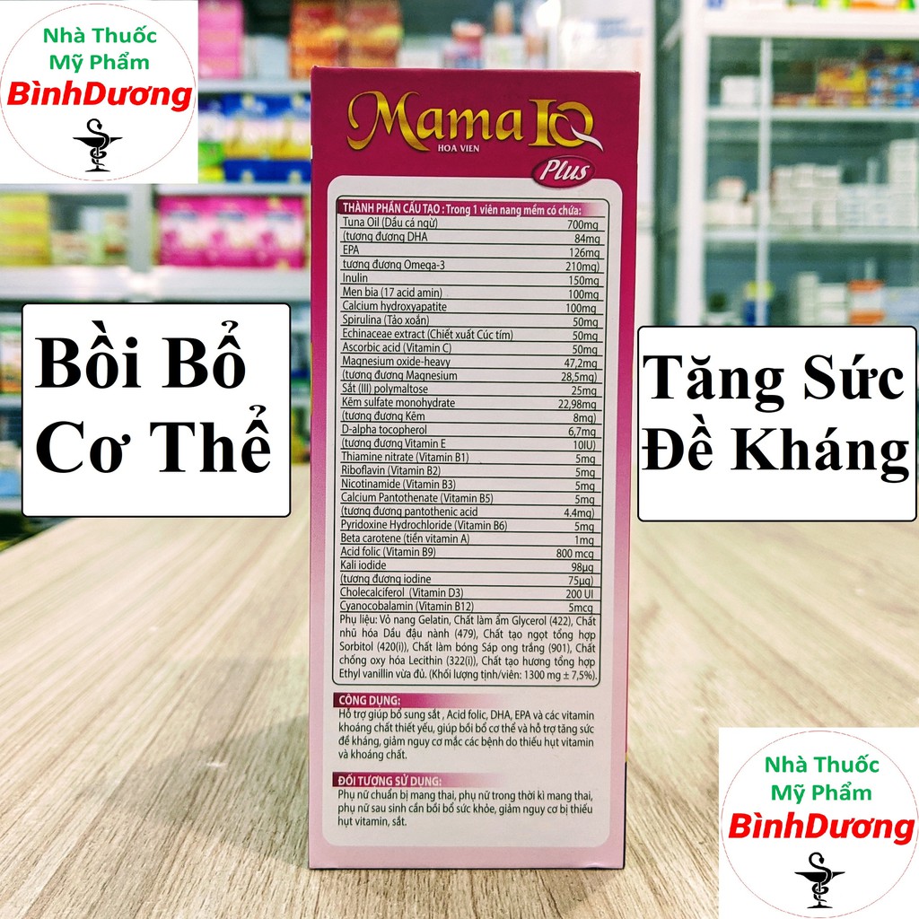 Mama IQ Plus - Bổ sung Sắt, Canxi, DHA, Omega 3 và các vitamin, khoáng chất thiết yếu cho phụ nữ có thai và sau sinh