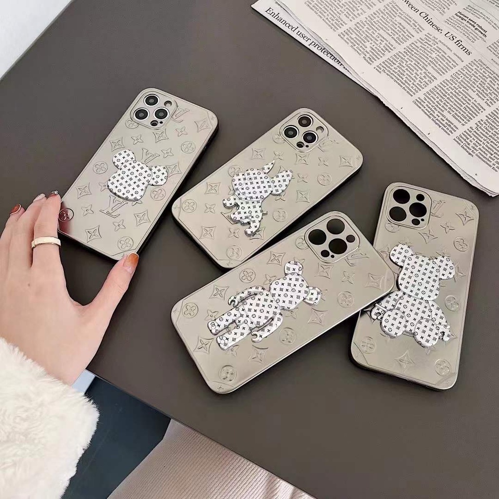 Ốp điện thoại LV cún bull Pháp thích hợp cho iphone 13 Pro Max i13 13pro 11 Pro Max i11 12Pro 12 Pro Max 7+ 8+ X Xs max