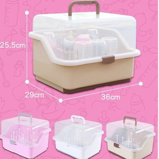 Hộp đựng bình sữa có khay khoát nước, Khay úp bình sữa có nắp đậy, Giá úp bình sữa an toàn cho bé
