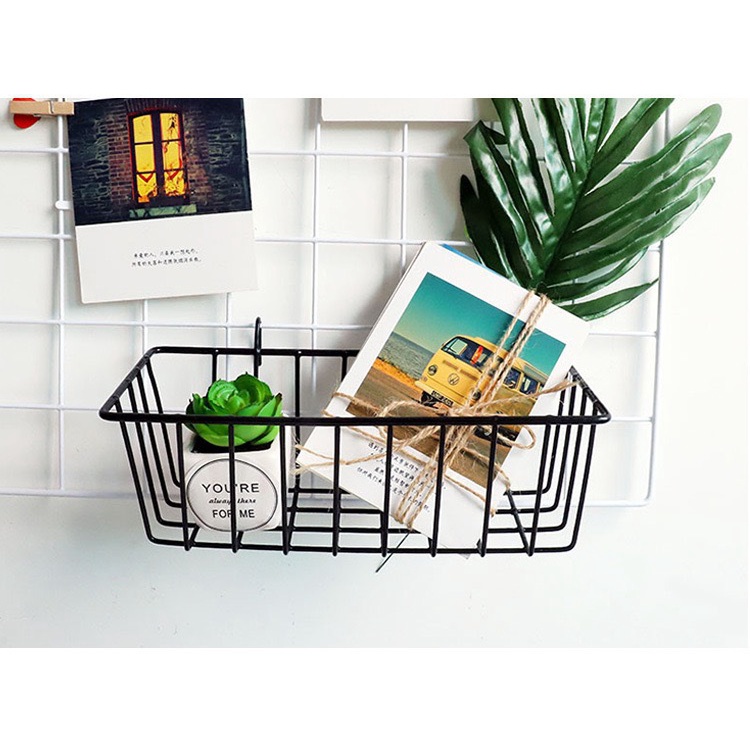 Giỏ Sắt Trang Trí Tấm Lưới, Giỏ Treo Trang Trí Decor Nhà Cửa Siêu Xinh