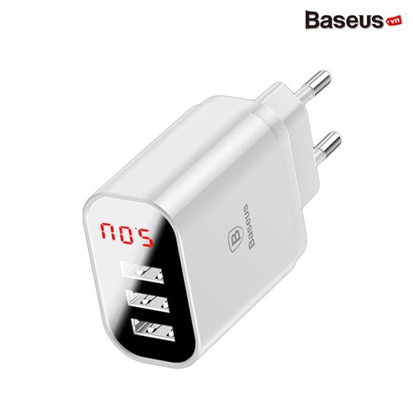 ✅Giảm giá ✅Cốc sạc-Củ Sạc nhanh BASEUS 3 cổng USB 5V 3.4A  sạc cùng lúc 3 thiết bị phù hợp tất cả dòng máy