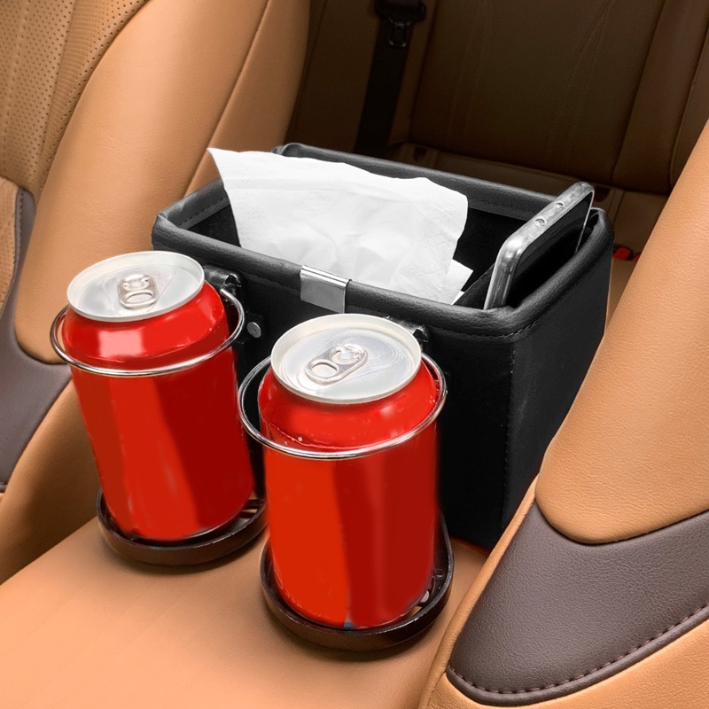 Khay Đựng Cốc Nước Gắn Tay Vịn Xe Hơi Màu Đen / Be Tiện Dụng