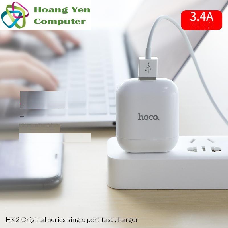 Cốc Sạc 3.4A Hoco HK2 Chính Hãng - Bảo Hành 1 Năm - Hoàng Yến Computer