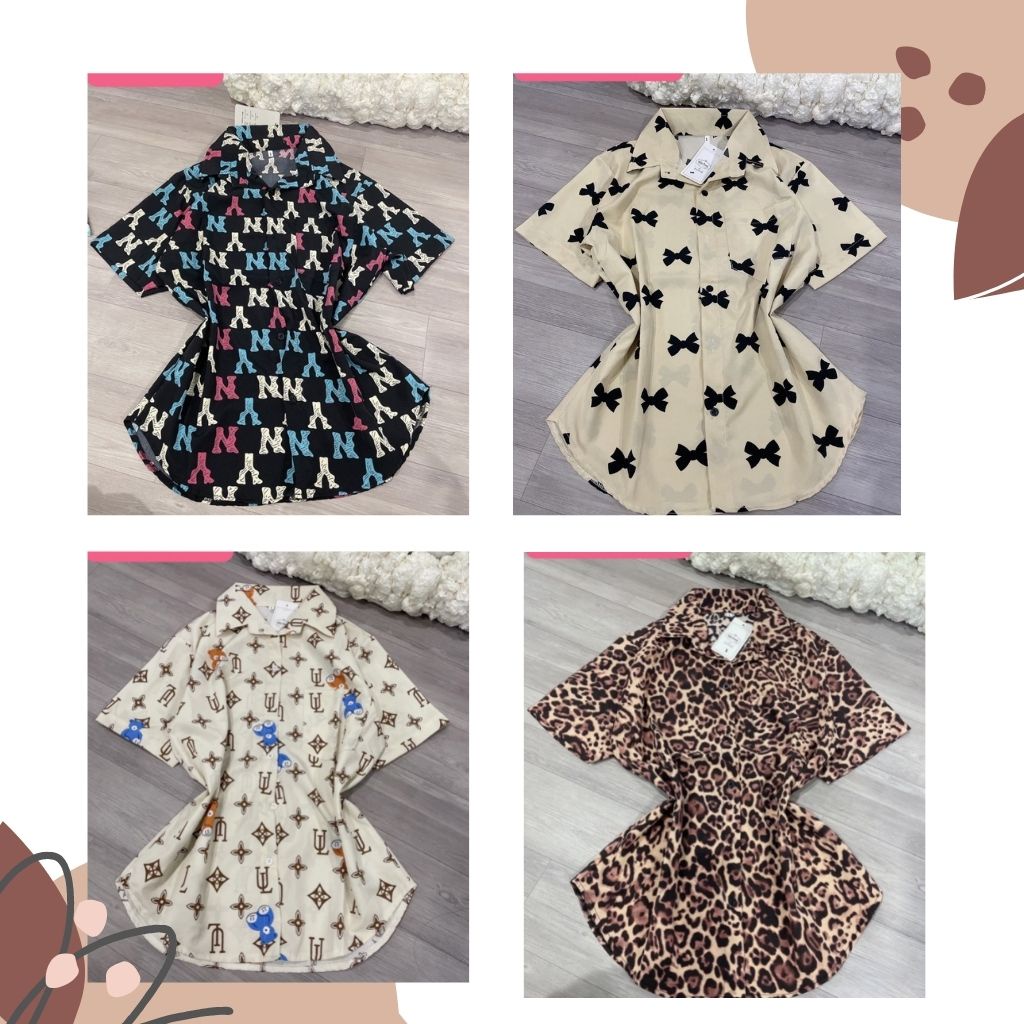 Áo sơ mi hoạ tiết các loại Bigsize nữ, Áo kiểu bigsize nữ vải Kate lụa mềm ít nhăn co giãn nhẹ ngoại cỡ từ 57-93kg SMHT
