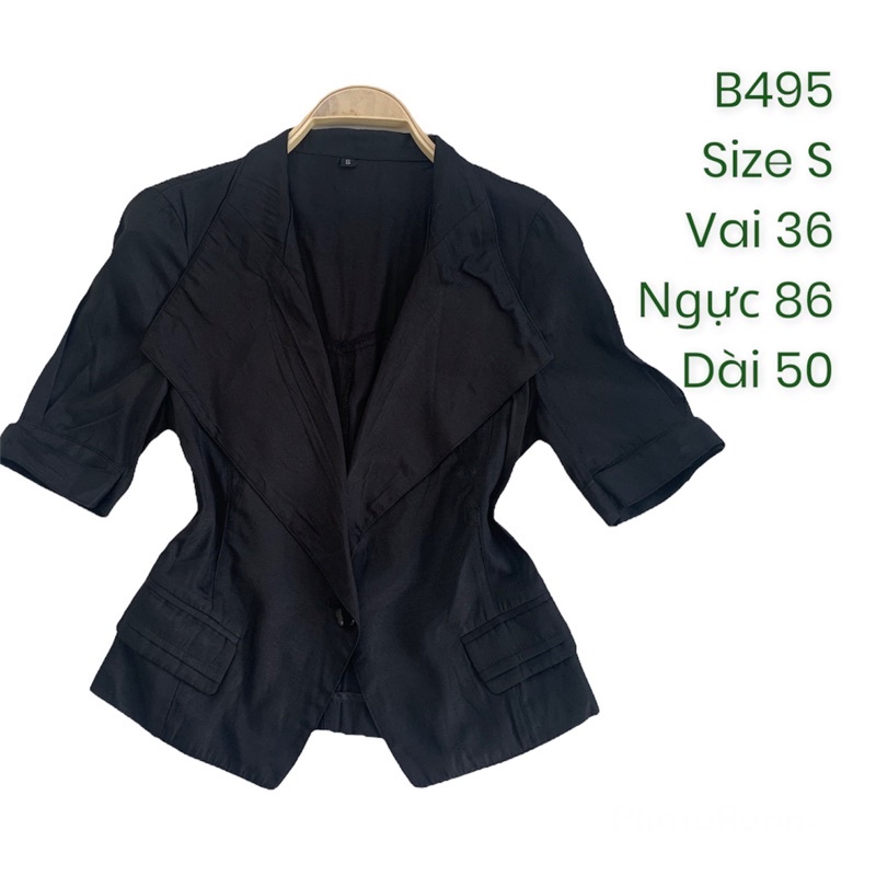 Áo khoác vest/blazer B495 form ngắn tay ngắn 1 lớp 2hand Hàn si ảnh thật