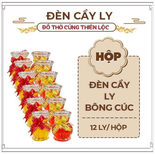 Đèn Cầy Ly Cúng Q13 Bông Cúc Cao 10cm Cháy Liên Tục 31 Tiếng Đồ Thờ Cúng Thiên Lộc - Hộp 12 Ly