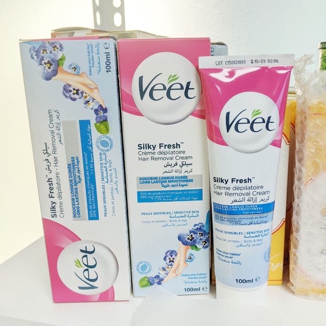 Kem Tẩy Lông Dành Cho Da Nhạy Cảm VEET Silk &amp; Fresh Sensitive Tuýp 100ml