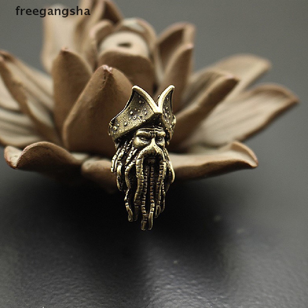 [FREG] Copper Octopus Beads Rope Pendant Brass Skull Paracord Beads Key Rings FDH