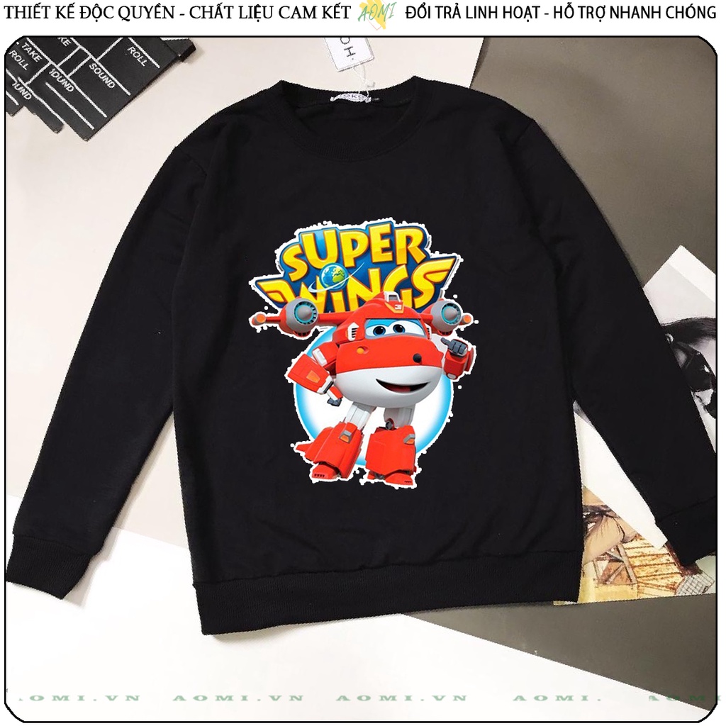 Áo Nỉ Bông Sweater đội bay supper wing tay dài da cá unisex full size AOMIVN