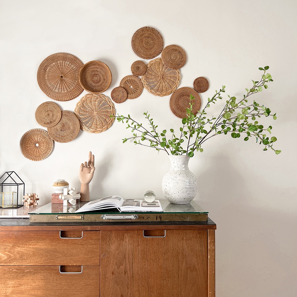 Set đĩa mây trang trí tường CHICNCHILL phong cách Vintage/Boho thân thiện với môi trường