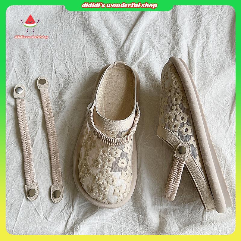 Giày Sandal Đế Mềm Phối Ren Thoáng Khí Phong Cách Nhật Bản