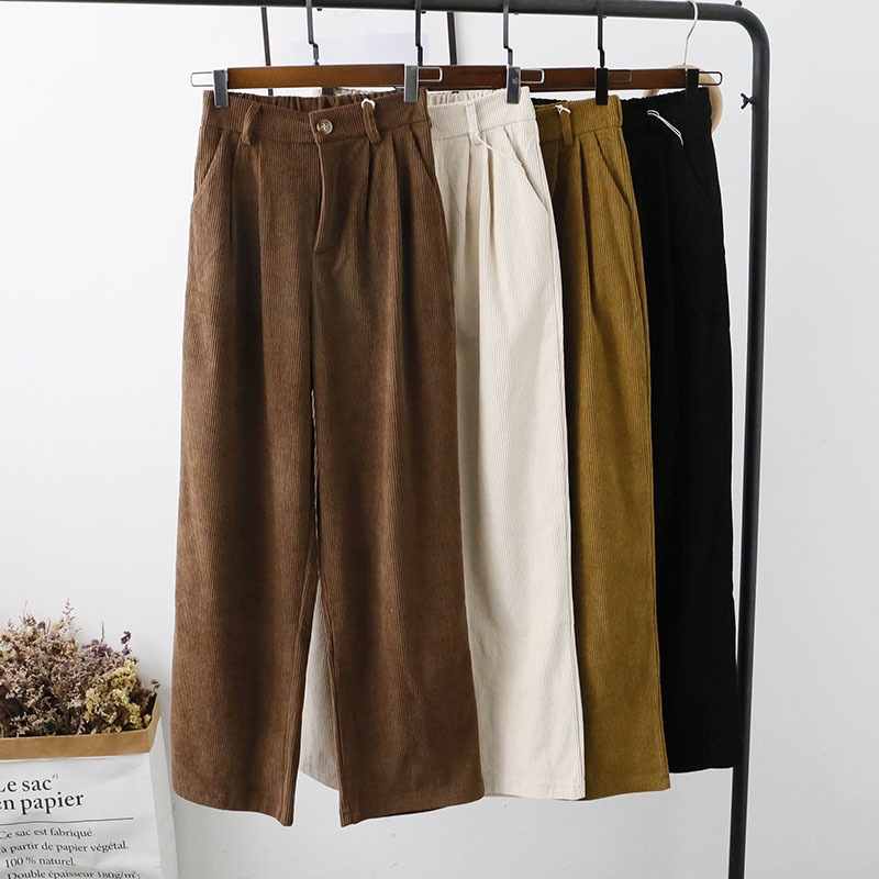 Quần Nhung Nữ Lưng Cao, Quần Ống Rộng Nữ Cạp Cao Khóa Kéo Trước Lưng Thun Sau Chất Vải Nhung Tăm Phong Cách Ulzzang Siêu | BigBuy360 - bigbuy360.vn