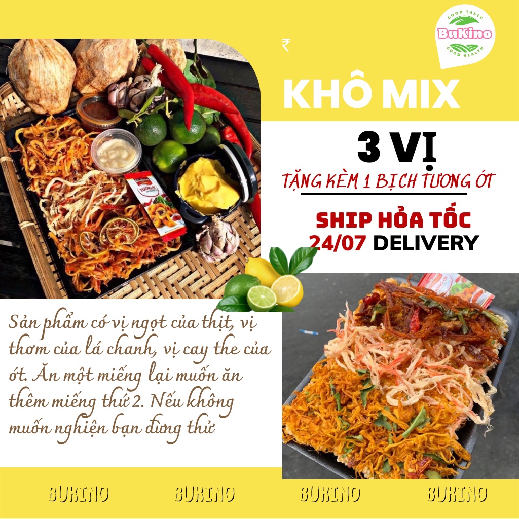 Khô heo mix khô gà, khô mực BUKINO, hộp 300g gồm 3 vị, đồ ăn vặt khô mix 3 vị Hà Nội vừa ngon vừa rẻ