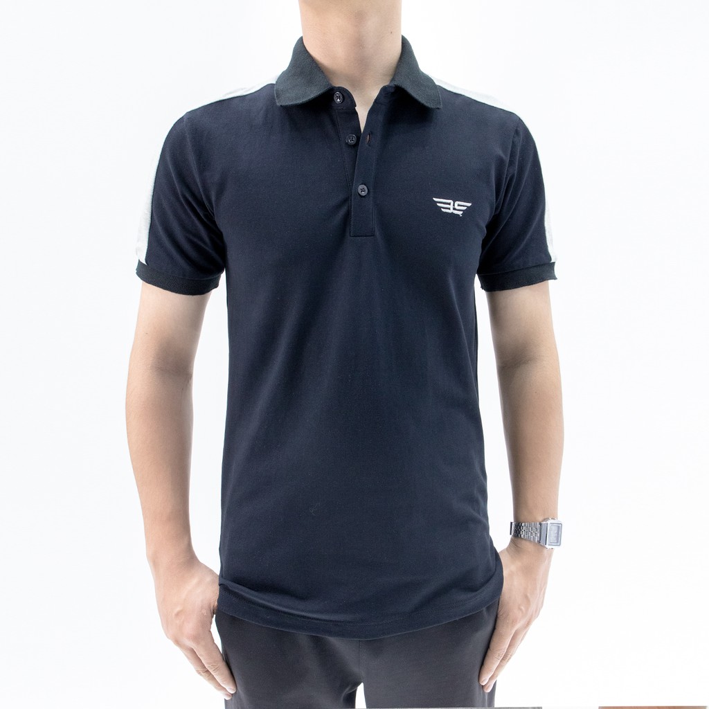 Áo Polo nam cổ bẻ phối UCO vải cotton cá sấu cao cấp, chuẩn form, sang trọng lịch sự màu đen, ghi ATS0339 - 𝗘𝗠𝗦𝗣𝗢