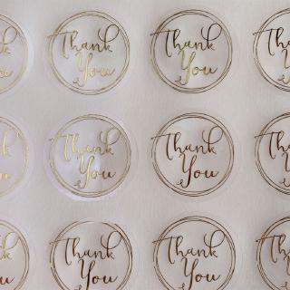 120 Cái / 10 Tờ Trong Suốt pvc Tròn Bronzing Cảm Ơn Bạn Tròn Thêu Sò Giấy Nhãn Cói Miếng Dán