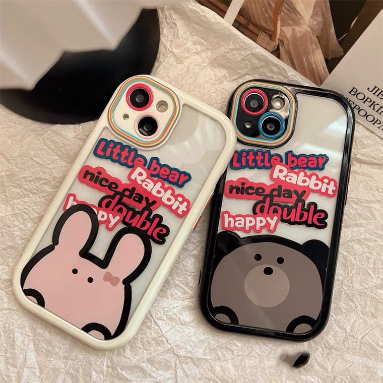 Ốp Điện Thoại Silicone Chống Sốc In Hình Gấu Thỏ Dễ Thương Cho Iphone 13 Promax 12 11 xr xs