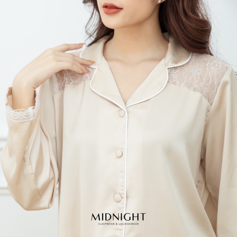 Đồ ngủ mặc nhà Pyjamas ren tay dài quần dài Midnight Sleepwear | BigBuy360 - bigbuy360.vn