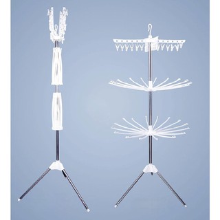 Giàn phơi quần áo 3 tầng gấp gọn có kèm móc treo thông minh đặc biệt thích hợp cho nhà có trẻ nhỏ - Giá kẹp treo đồ