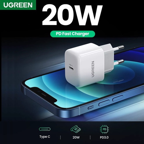 Củ sạc nhanh cổng Type-C 20W Màu Trắng Ugreen CD241 10220 - Hàng phân phối chính hãng - Bảo hành 18 tháng 1 đổi 1