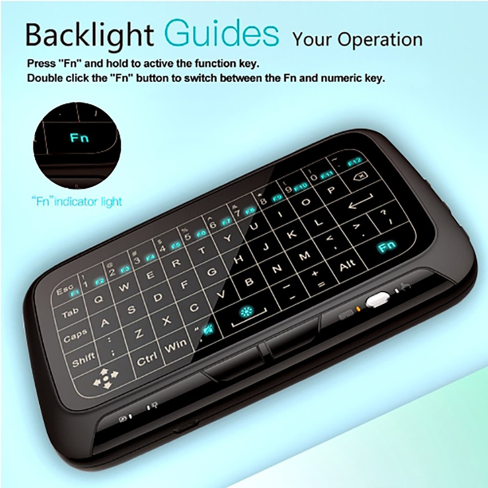 Mini Wireless Keyboard Full Touchpad 2.4Ghz Backlit Remote Control For PC