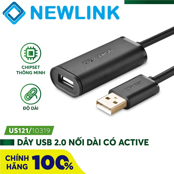 Dây USB 2.0 nối dài Active có CHIP dài 5-30M UGREEN US121, BẢO HÀNH 18 THÁNG