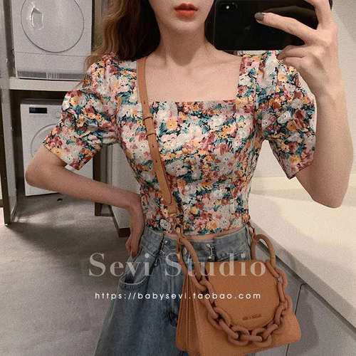 Áo Sơ Mi Ngắn Tay Họa Tiết Hoa Phong Cách retro Thời Trang Hàn Quốc