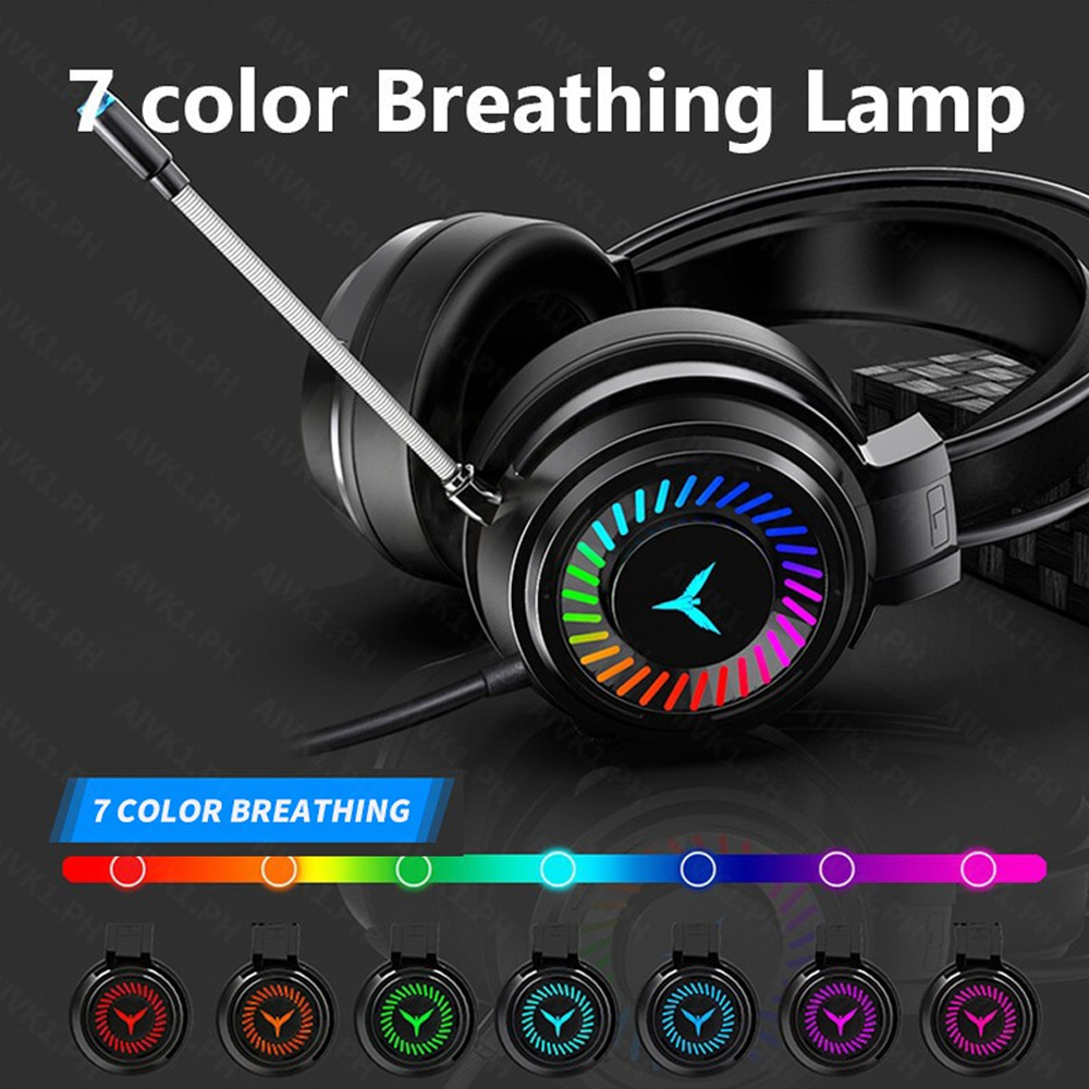 [Tai nghe lớp học trực tuyến] Tai nghe chơi game chống ồn ánh sáng đầy màu sắc RGB với micrô Âm thanh vòm 3D Âm thanh nổi qua tai Micrô tai nghe có dây dành cho máy tính xách tay