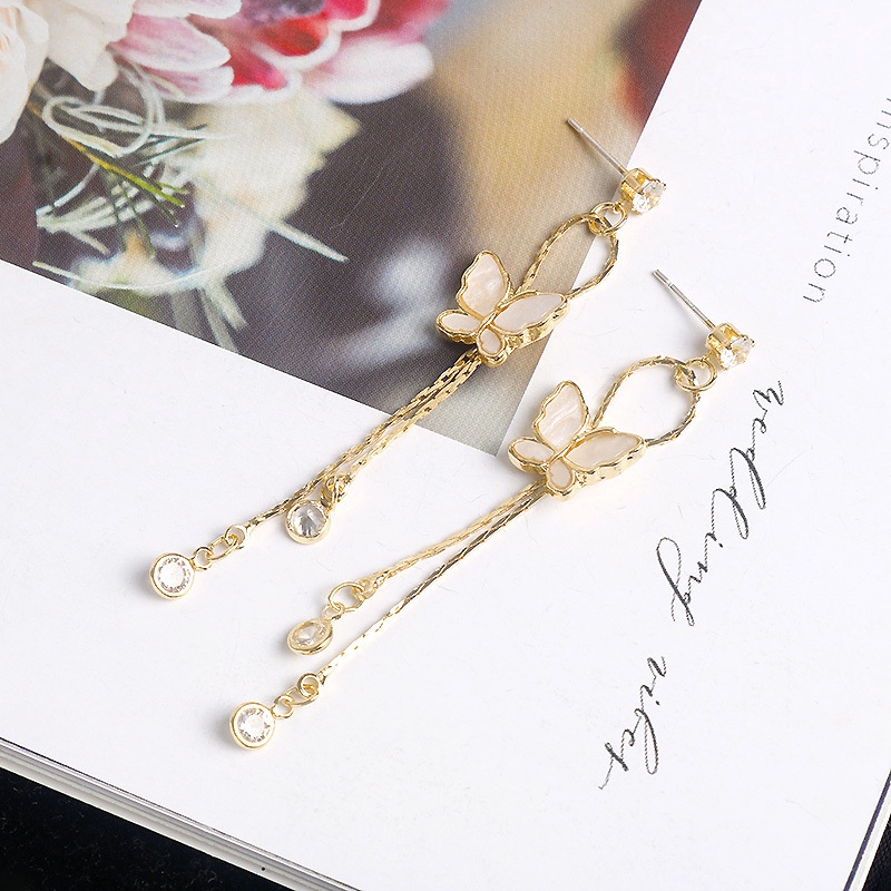 Đôi khuyên tai mạ bạc 925 dễ thương hình bướm xinh xắn