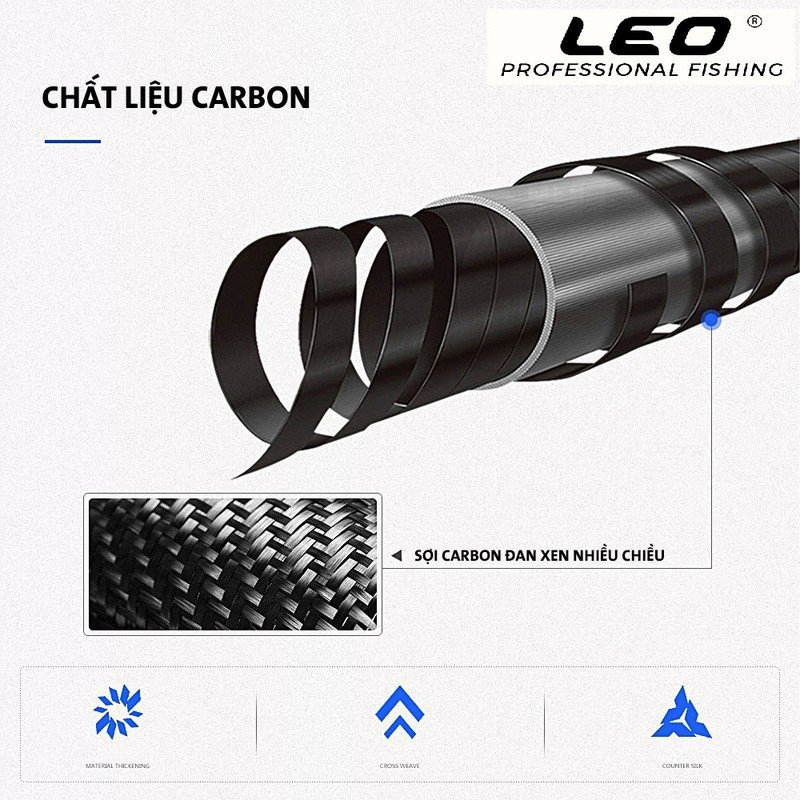 Cần câu cá rút chất liệu carbon hàng chính hãng LEO