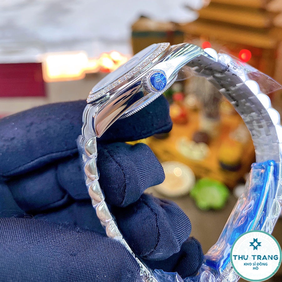 Đồng hồ Nam Rolex máy nhật mẫu classic mặt trắng viền trắng đính đá dòng cơ Automatic size 36mm-40mm