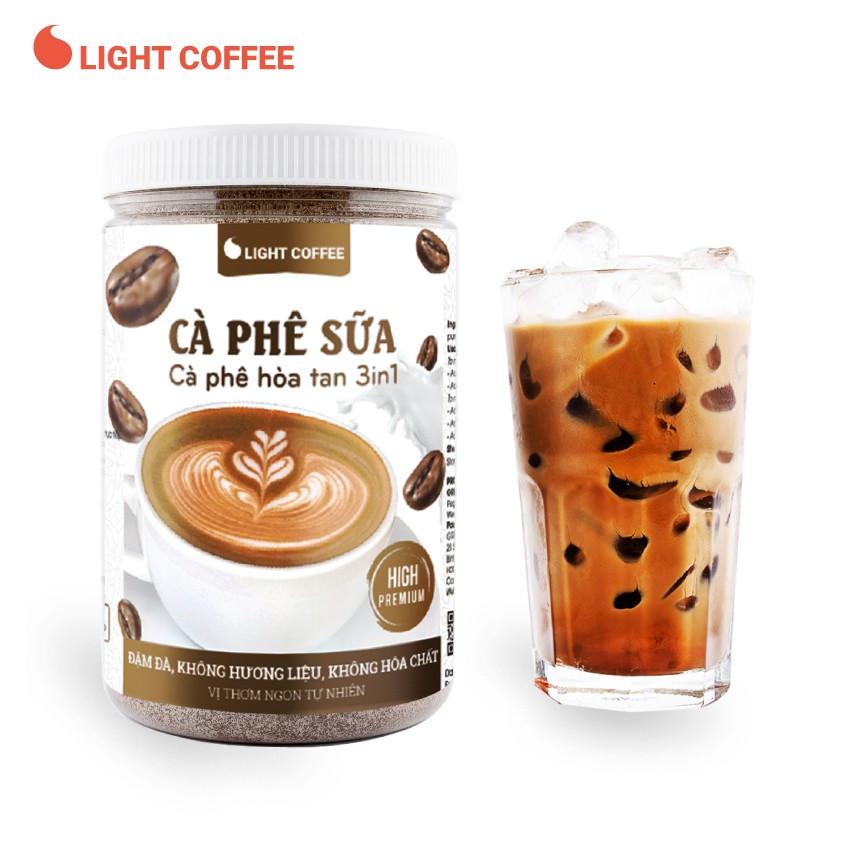 Cà phê sữa 3in1 không hóa chất, pha uống ngay Light Coffee Hũ 500g