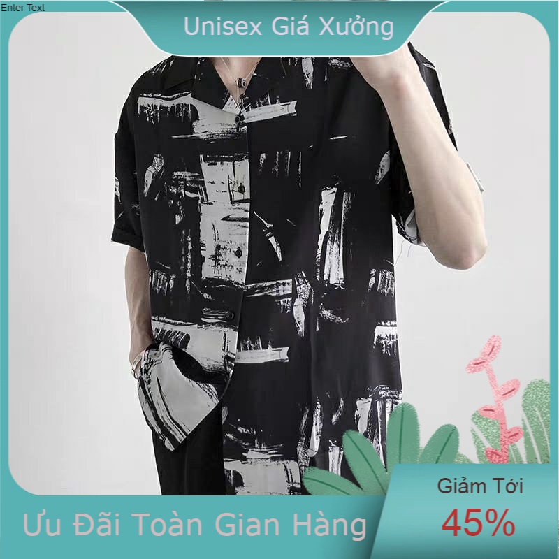 Áo Sơ Mi Tay Ngắn Unisex Cổ Bẻ Phong Cách Hàn Quốc Freesize