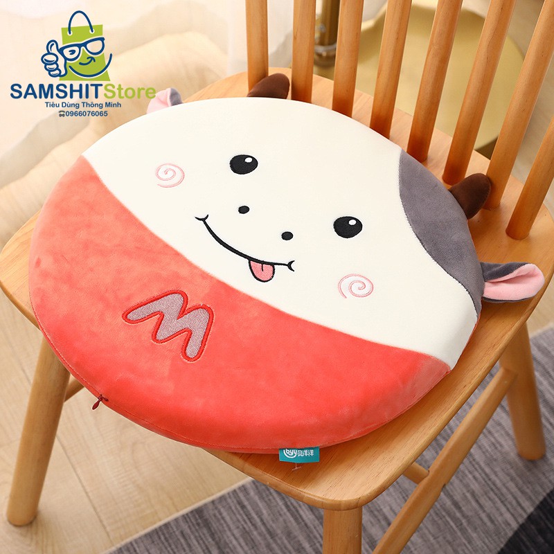 Đệm Lót Ghế Cao Su Non Và Gối Kê Cổ Chữ U Memory Foam Hình Bò Sữa Siêu Đáng Yêu Cho Dân Văn Phòng, Ô Tô, Du Lịch - DLM19