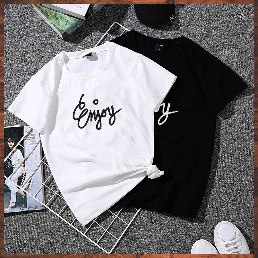 Áo thun nữ in hình chữ kiểu enjoy vải dày mịn 20NU1179