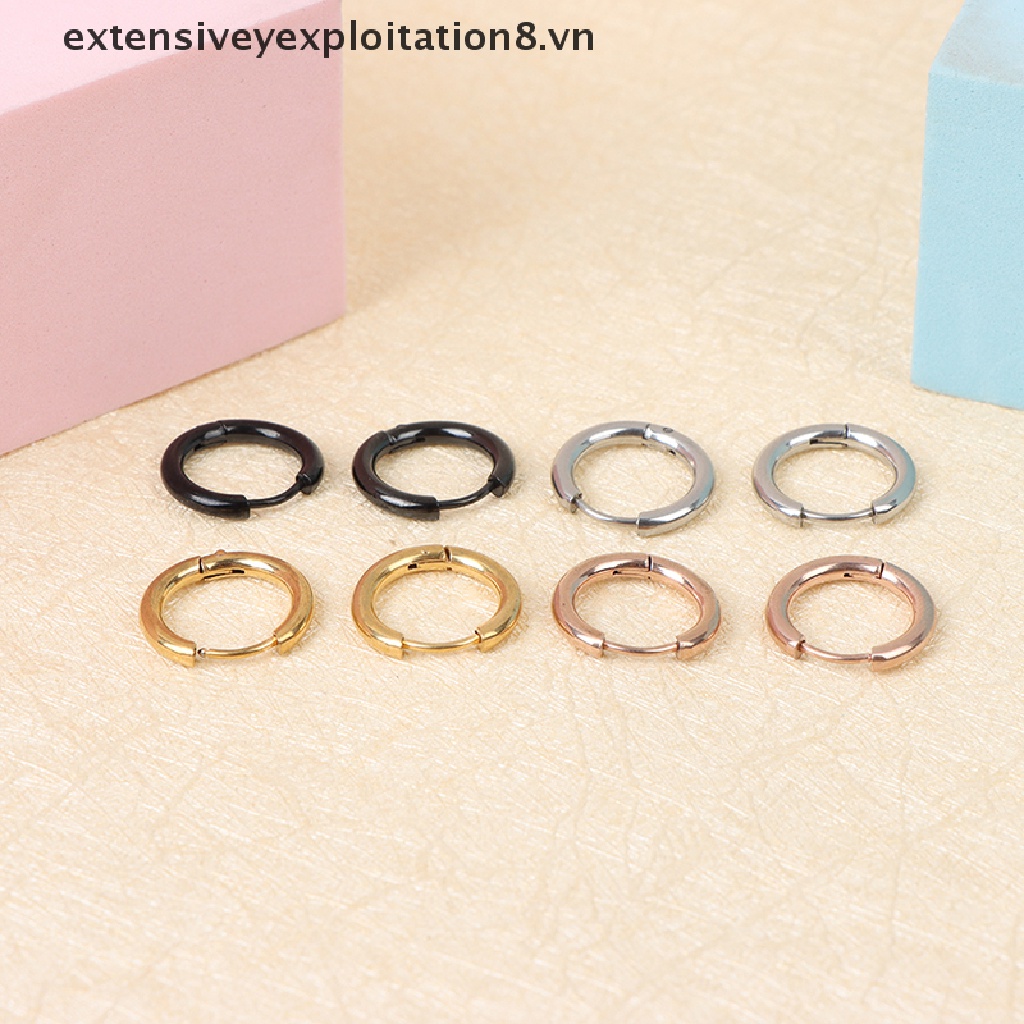 Set 5 Khuyên Tai Tròn Bằng Thép Không Gỉ Cho Nữ