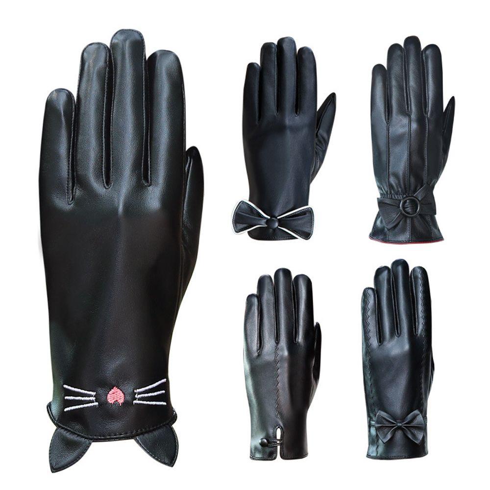 IVORY Găng Tay Da Pu Hở Ngón Chống Thấm Nước Unisex