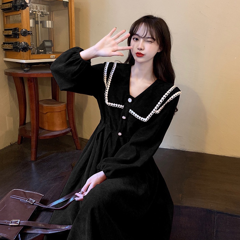 IELGY    plus size French retro dress women's lapel slimming straps