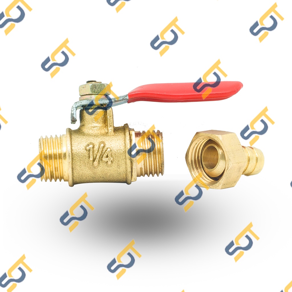 Van Hơi Đồng, Khóa đồng hai đầu ren ngoài 13 ứng dụng van hơi lắp đồ hơi &amp; khí bình xịt chất lỏng Tặng đuôi nối ống 8