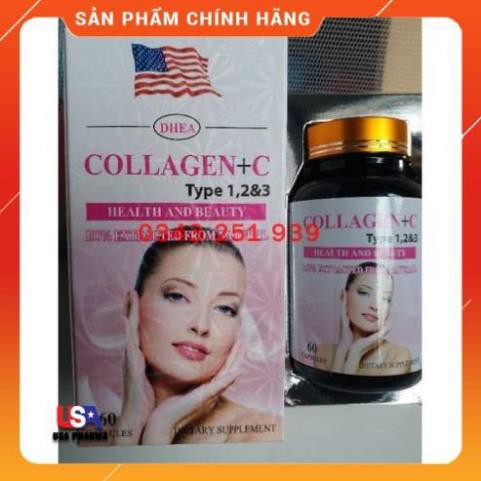 [Bảo Lâm ] - (Nhà Thuốc) [Viên uống] ĐẸP DA, SÁNG DA COLLAGEN + C Plus nhau thai cừu sữa ong chúa 60 viênn  USAPharma