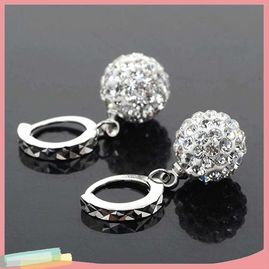 [LK] - - Bông Tai Đính Kim Cương Giả Hình Tròn Bằng Kim Loại Tinh Tế Cho Tiệc Tùng