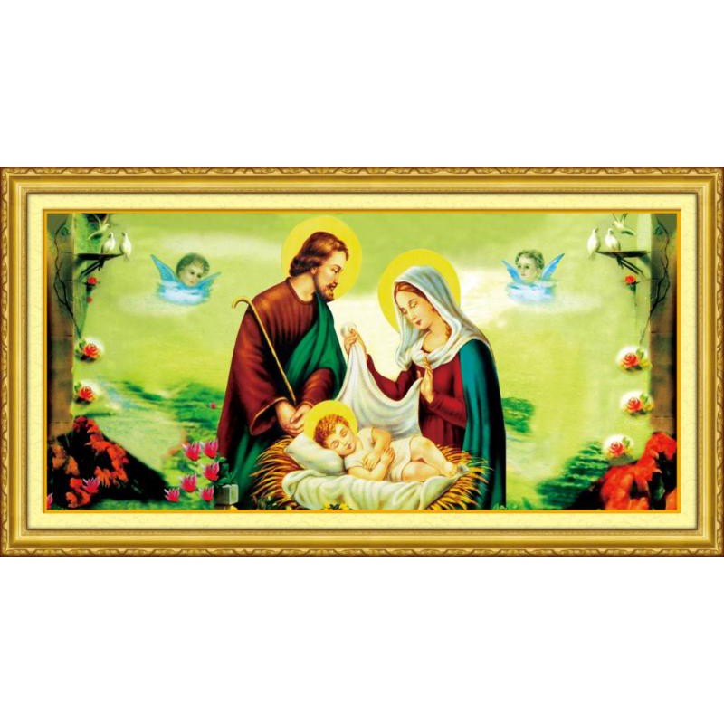 Tranh Thêu Chữ Thập 3D Gia Đình Thánh Gia A1026 (KHÁCH TỰ THÊU) KT:111X57CM