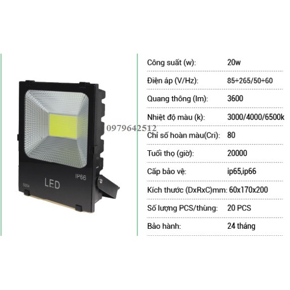 Đèn chiếu cây, đèn sân vườn công suất 20w