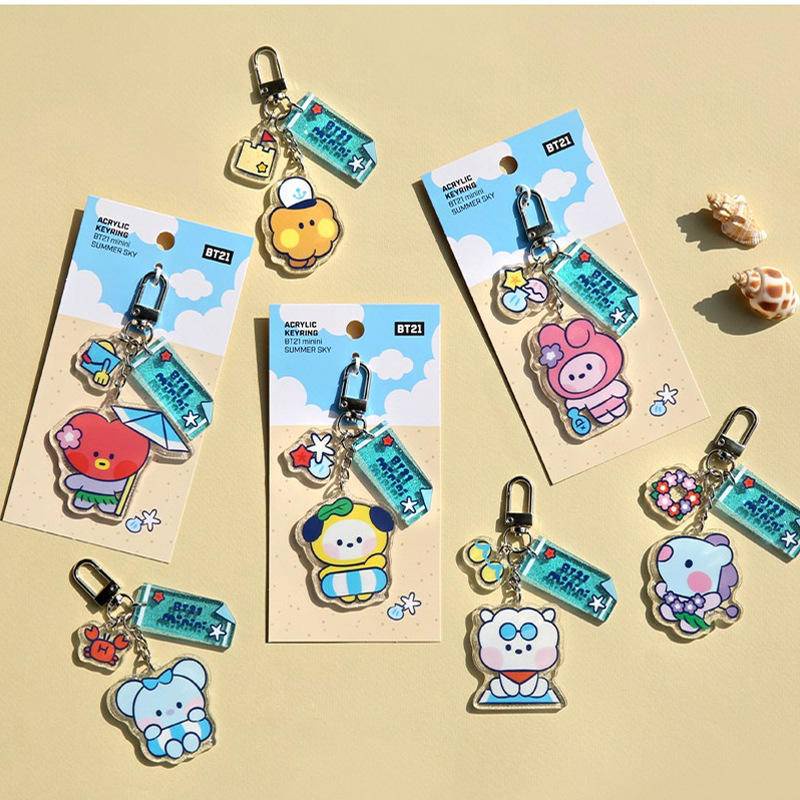Móc Chìa Khóa Bằng Acrylic Hình BT21 Phong Cách Nhóm Nhạc BTS