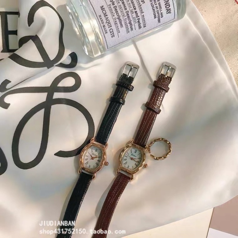 Đồng hồ đeo tay mặt số La Mã phong cách retro Hàn Quốc cho nữ