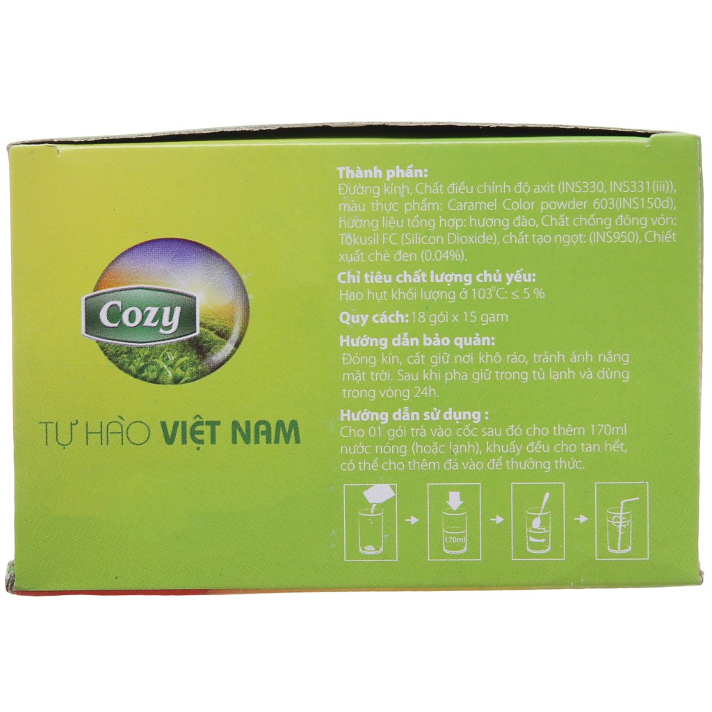 Trà Cozy Ice Tea Hương Đào 270g (18 gói 15g)