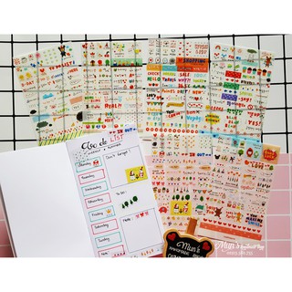Bộ 6 tấm sticker trang trí sổ, planner, lịch