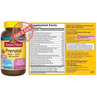 Prenatal Multi+ DHA Natures Made Vitamin Bầu 150 viên