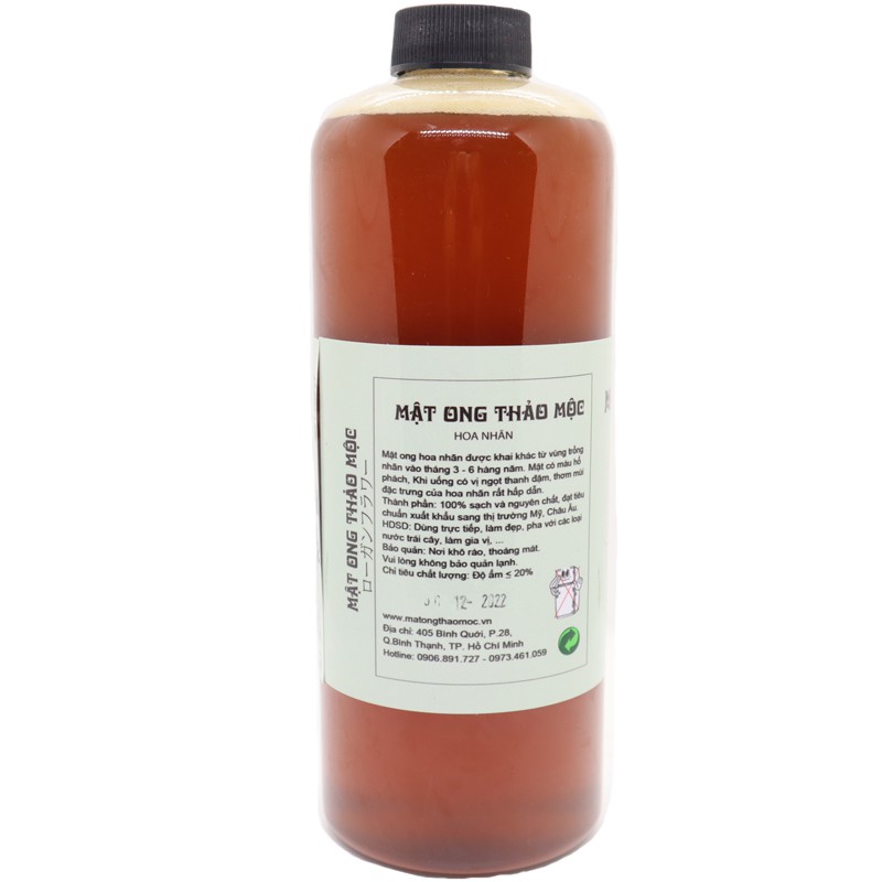 Mật Ong Hoa Nhãn Hưng Yên  ( CHUẨN) Chai 1 Lít Tặng Kèm Hũ Mật Ong Hoa Rừng Sơn La 100ml