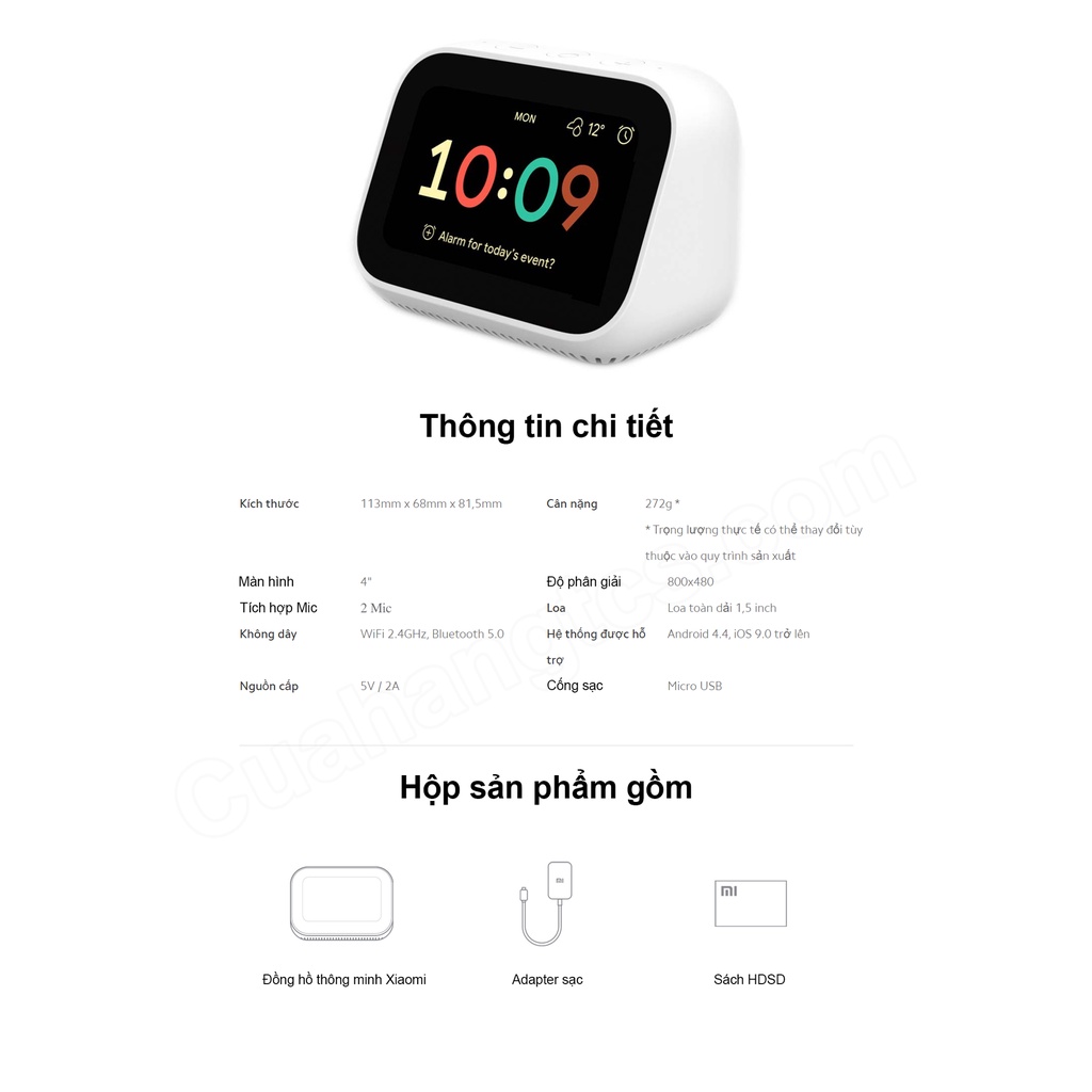 Đồng hồ thông minh Xiaomi Mi Smart Clock Global Version model X04G